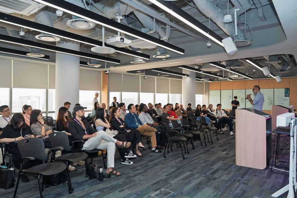 Wide view of the BeyondFest 2025 room mid-session