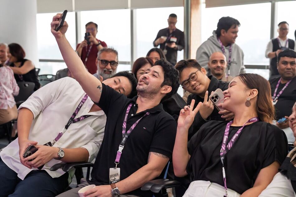 Attendees crowding into a selfie at BeyondFest 2025
